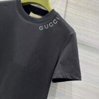 Gucci Women GG Light Cotton Jersey Shirt Black Crystal Short Sleeves (7)