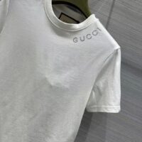 Gucci Women GG Light Cotton Jersey Shirt Crystal Round Neck Short Sleeves (6)