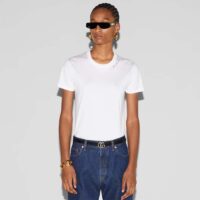 Gucci Women GG Light Cotton Jersey Shirt Crystal Round Neck Short Sleeves (6)