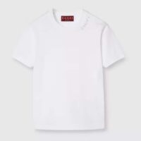 Gucci Women GG Light Cotton Jersey Shirt Crystal Round Neck Short Sleeves (6)