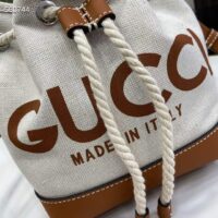 Gucci Women GG Mini Shoulder Bag Gucci Print Beige Cotton Linen Canvas (9)