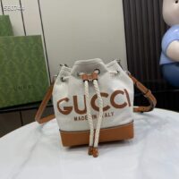 Gucci Women GG Mini Shoulder Bag Gucci Print Beige Cotton Linen Canvas (9)