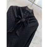 Gucci Women GG Silk Crêpe Shirt Neck Bow V Neck Gathered Yoke - Image 4