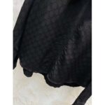 Gucci Women GG Silk Crêpe Shirt Neck Bow V Neck Gathered Yoke - Image 6