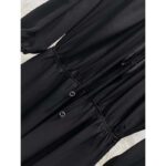 Gucci Women GG Silk Satin Georgette Dress Black Crewneck Flared Skirt - Image 7