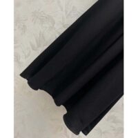 Gucci Women GG Silk Satin Georgette Dress Black Crewneck Flared Skirt (5)