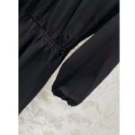 Gucci Women GG Silk Satin Georgette Dress Black Crewneck Flared Skirt - Image 8