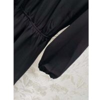 Gucci Women GG Silk Satin Georgette Dress Black Crewneck Flared Skirt (5)