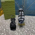 Gucci Women GG Slim Horsebit Flat Sandal Black Leather Ankle Buckle - Image 7