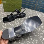 Gucci Women GG Slim Horsebit Flat Sandal Black Leather Ankle Buckle - Image 10