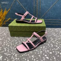 Gucci Women GG Slim Horsebit Flat Sandal Pink Leather Ankle Buckle (2)