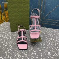 Gucci Women GG Slim Horsebit Flat Sandal Pink Leather Ankle Buckle (2)