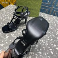 Gucci Women GG Slim Horsebit Sandal Black Leather High Heel (2)