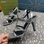Gucci Women GG Slim Horsebit Sandal Silver Leather High Heel - Bild 8
