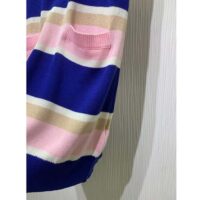Gucci Women GG Striped Cotton Wool Dress Patch Round Neck (3)