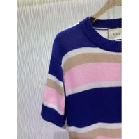 Gucci Women GG Striped Cotton Wool Dress Patch Round Neck (3)