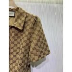 Gucci Women Original GG Canvas Jumpsuit Point Neck Short Sleeves - Image 7