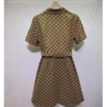 Gucci Women Original GG Canvas Jumpsuit Point Neck Short Sleeves - Image 3