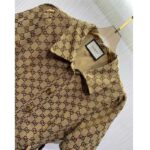 Gucci Women Original GG Canvas Jumpsuit Point Neck Short Sleeves - Image 4