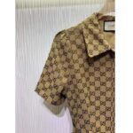 Gucci Women Original GG Canvas Jumpsuit Point Neck Short Sleeves - Image 6