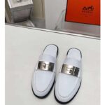 Hermes Unisex Iota Mule Blanc De Paris White Leather – Image 4