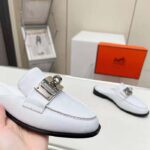 Hermes Unisex Iota Mule Blanc De Paris White Leather – Image 8