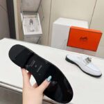 Hermes Unisex Iota Mule Blanc De Paris White Leather – Image 9