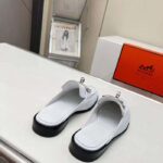 Hermes Unisex Iota Mule Blanc De Paris White Leather – Image 3