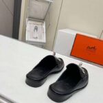 Hermes Unisex Iota Mule Noir Black Leather Oversized Kelly Buckle - Bild 3