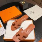 Hermes Unisex Oran Sandal Brown Epsom Calfskin Natural Leather Sole - Image 7