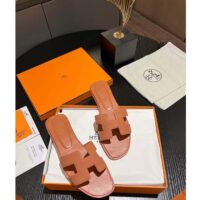 Hermes Unisex Oran Sandal Brown Epsom Calfskin Natural Leather Sole (11)