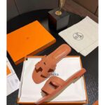 Hermes Unisex Oran Sandal Brown Epsom Calfskin Natural Leather Sole - Image 2