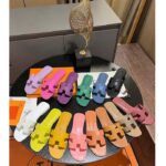 Hermes Unisex Oran Sandal Green Epsom Calfskin Natural Leather Sole – Image 10