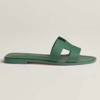 Hermes Unisex Oran Sandal Green Epsom Calfskin Natural Leather Sole (2)