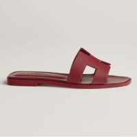 Hermes Unisex Oran Sandal Red Epsom Calfskin Natural Leather Sole (7)