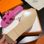 Hermes Unisex Oran Sandal Rose Pink Epsom Calfskin Natural Leather Sole - Image 9