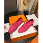 Hermes Unisex Paris Loafer Suede Goatskin Rose Pink Leather Rubber Sole - Imagen 6