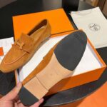 Hermes Unisex Paris Loafer Suede Goatskin Sandy Leather Rubber Sole - Image 10