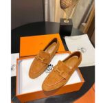 Hermes Unisex Paris Loafer Suede Goatskin Sandy Leather Rubber Sole - Image 6