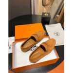 Hermes Unisex Paris Loafer Suede Goatskin Sandy Leather Rubber Sole - Image 2