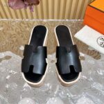 Hermes Women Eze 30 Sandal Natural Calfskin Black Rubber Sole - Image 5