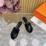 Hermes Women Eze 30 Sandal Natural Calfskin Black Rubber Sole - Image 7