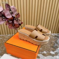 Hermes Women Eze 30 Sandal Natural Calfskin Brown Rubber Sole (4)