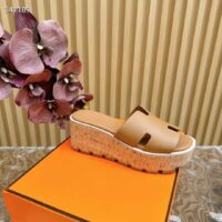 Hermes Women Eze 30 Sandal Natural Calfskin Brown Rubber Sole (4)