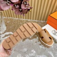 Hermes Women Eze 30 Sandal Natural Calfskin Brown Rubber Sole (4)