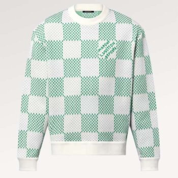 Louis Vuitton LV Men Damier Cotton Sweatshirt Classic Fit Green 1AFJHG