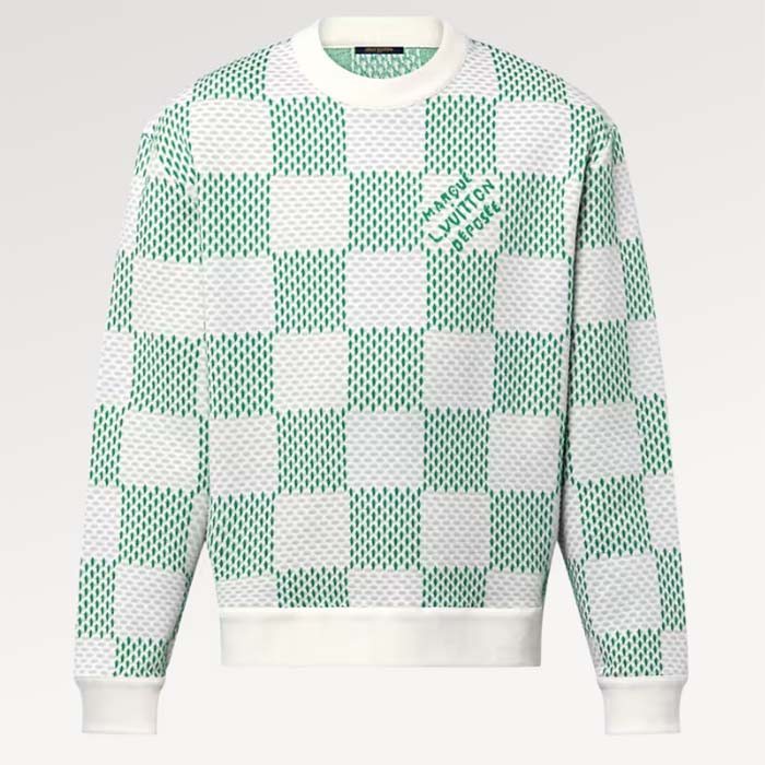 Louis Vuitton LV Men Damier Cotton Sweatshirt Classic Fit Green 1AFJHG