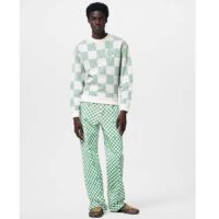 Louis Vuitton LV Men Damier Cotton Sweatshirt Classic Fit Green 1AFJHG (12)