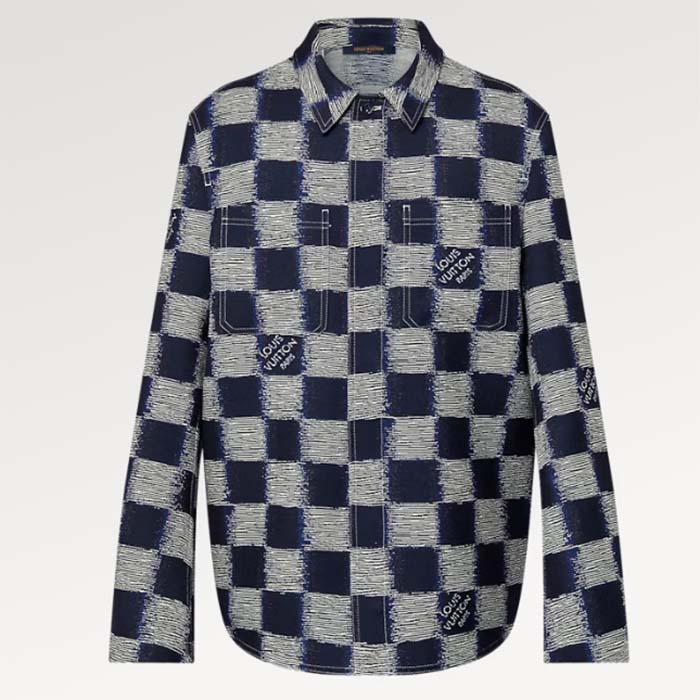 Louis Vuitton LV Men Damier Wool Overshirt Regular Fit 1AFAUN