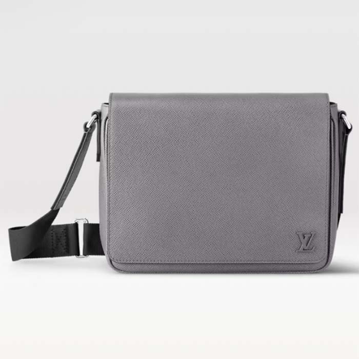 Louis Vuitton LV Unisex District PM Bag Grey Taiga Cowhide Leather M30851